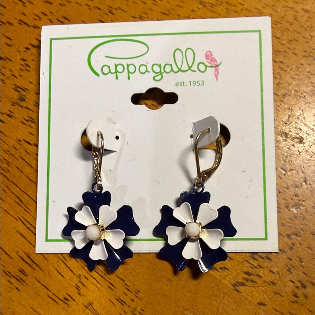 Pappagallo Blue And White Floral Earrings